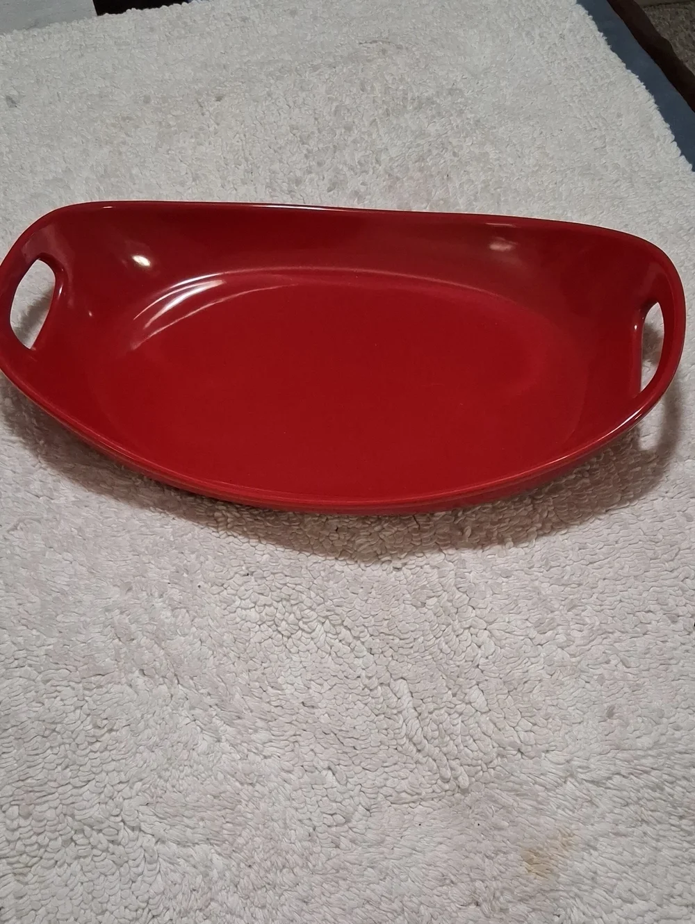 Rachael Ray Red Oval Serving Tray with Integrated Handles